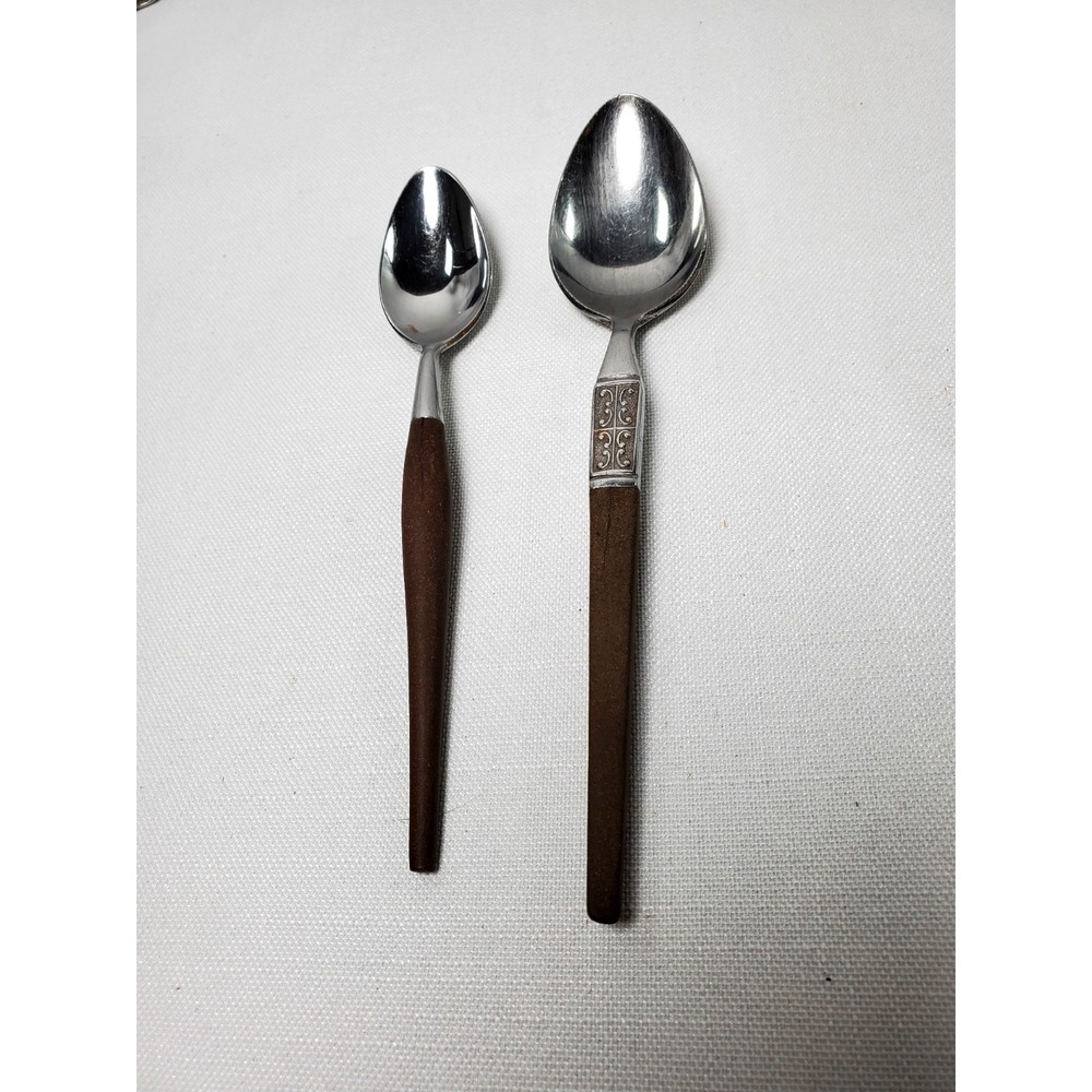 EKCO Eterna Saffron Stainless Steel Wood Handle Serving Spoon & Dinner Spoon Jap